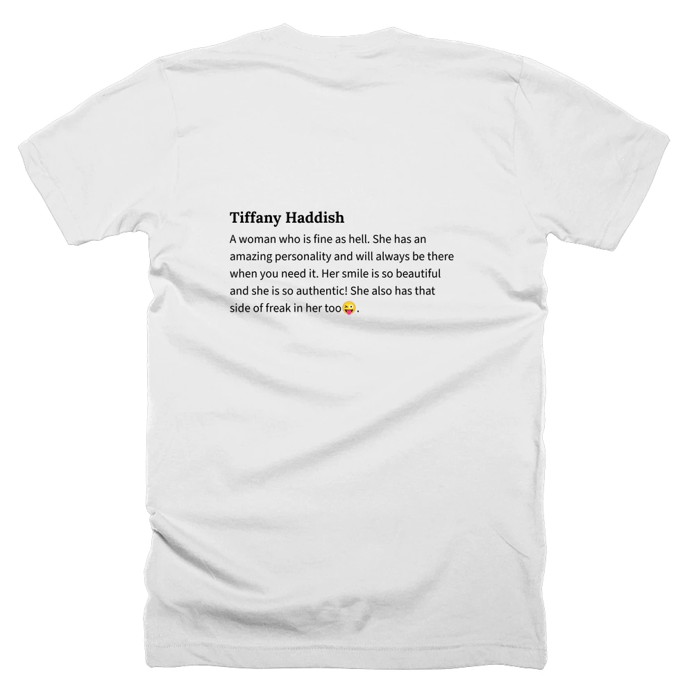 T-shirt with a definition of 'Tiffany Haddish' printed on the back