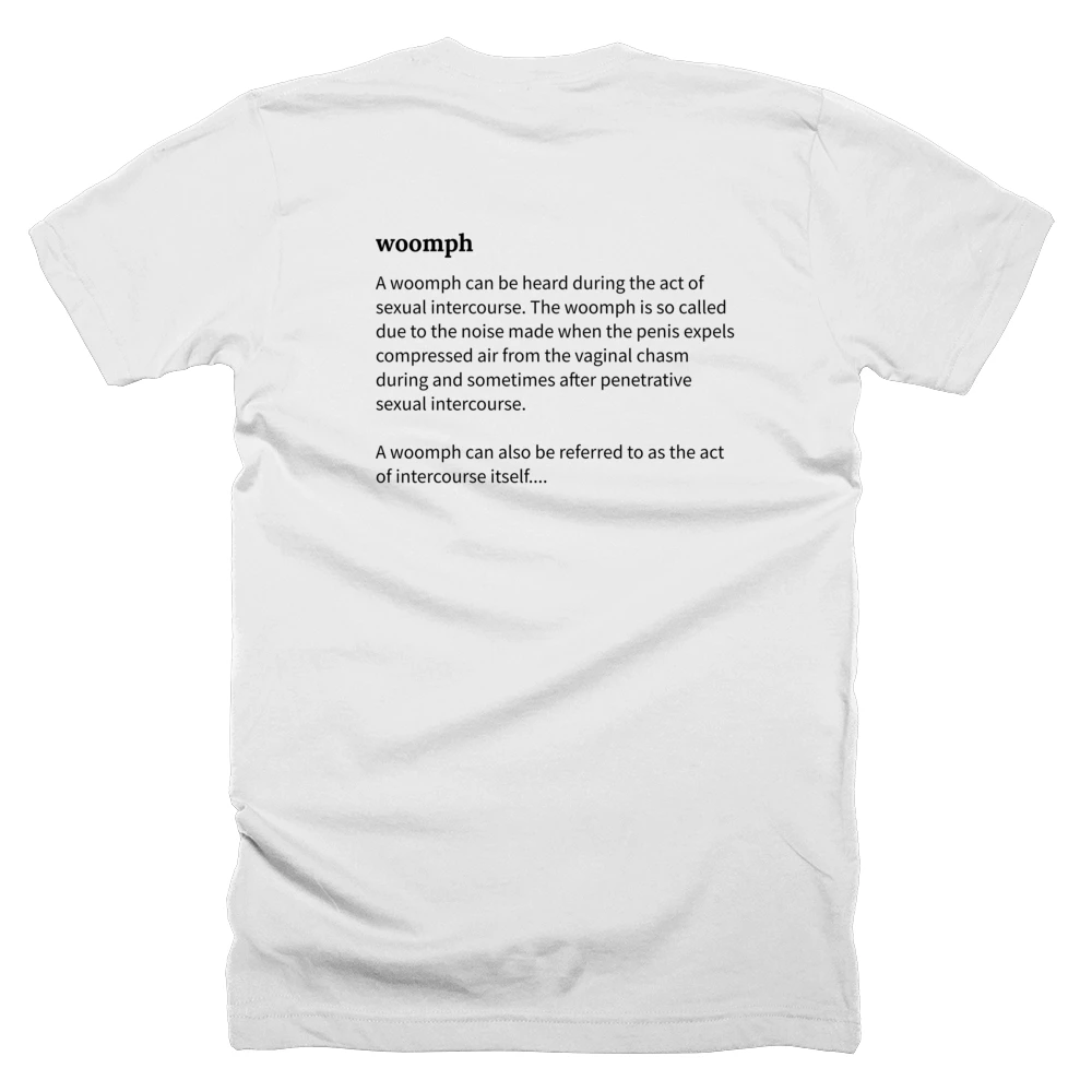 T-shirt with a definition of 'woomph' printed on the back