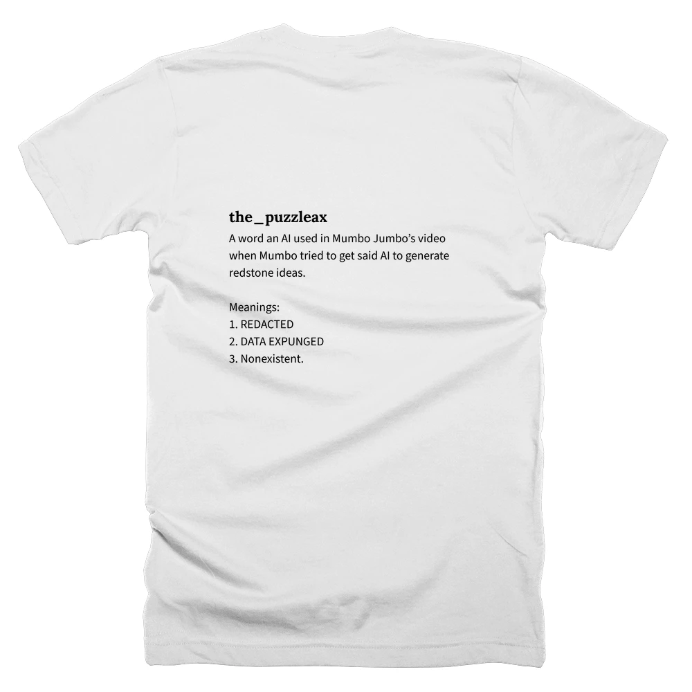 T-shirt with a definition of 'the_puzzleax' printed on the back