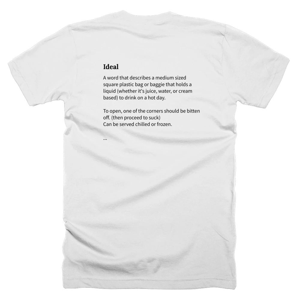 T-shirt with a definition of 'Ideal' printed on the back