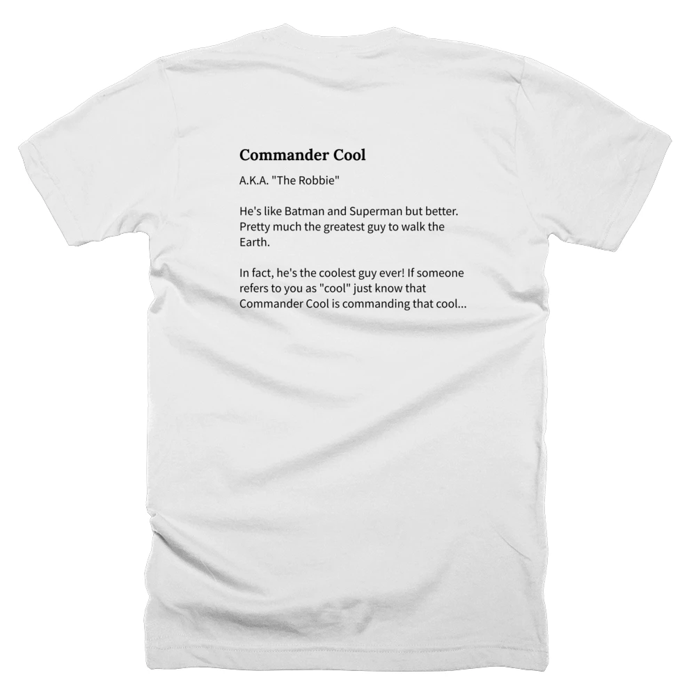 T-shirt with a definition of 'Commander Cool' printed on the back