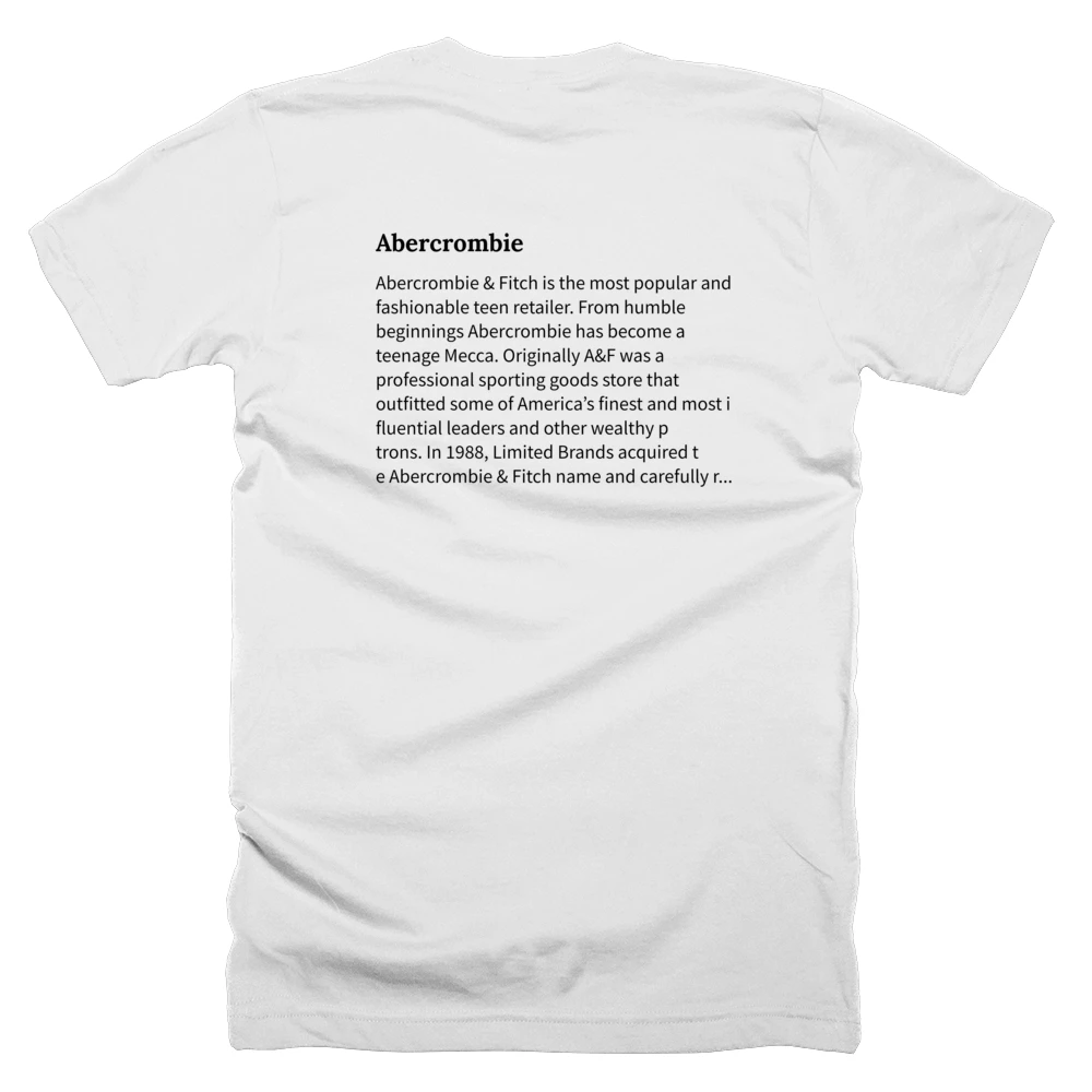 T-shirt with a definition of 'Abercrombie' printed on the back