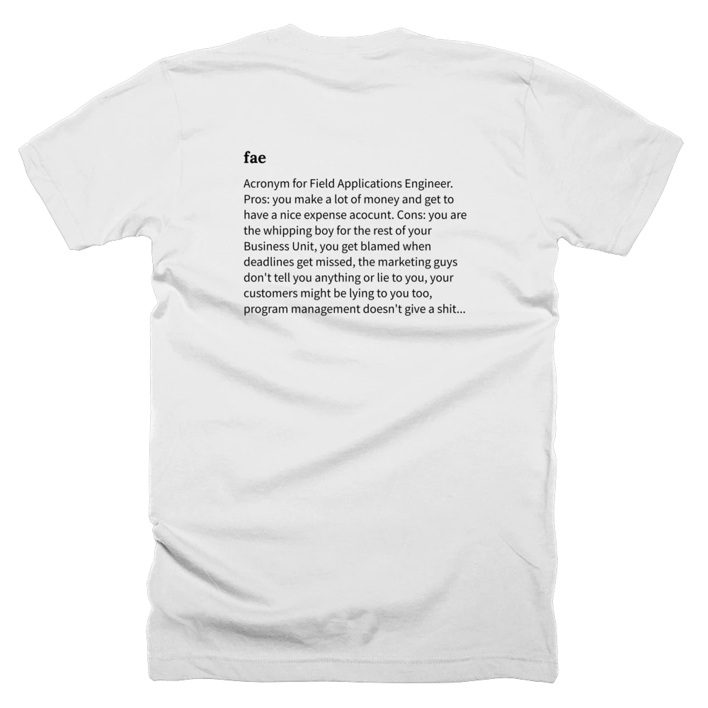 T-shirt with a definition of 'fae' printed on the back
