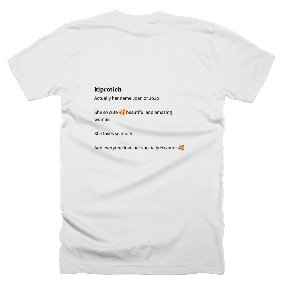 T-shirt with a definition of 'kiprotich' printed on the back