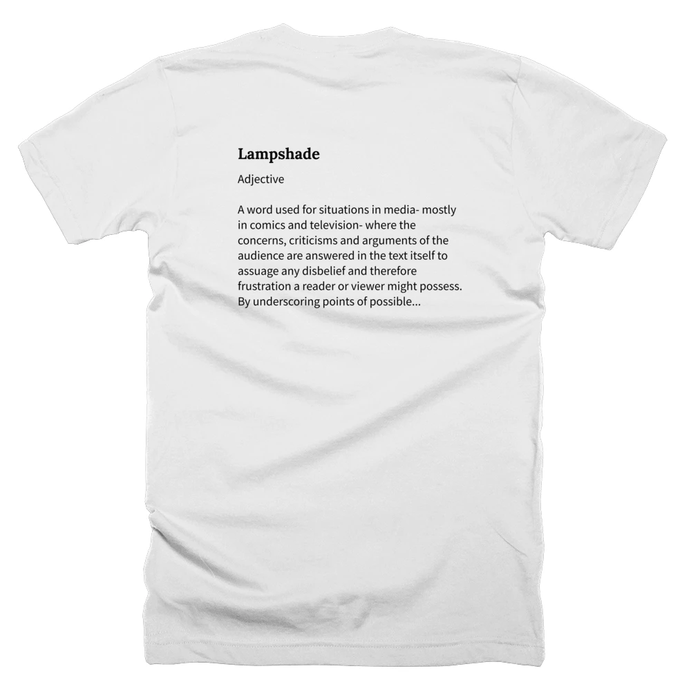 T-shirt with a definition of 'Lampshade' printed on the back