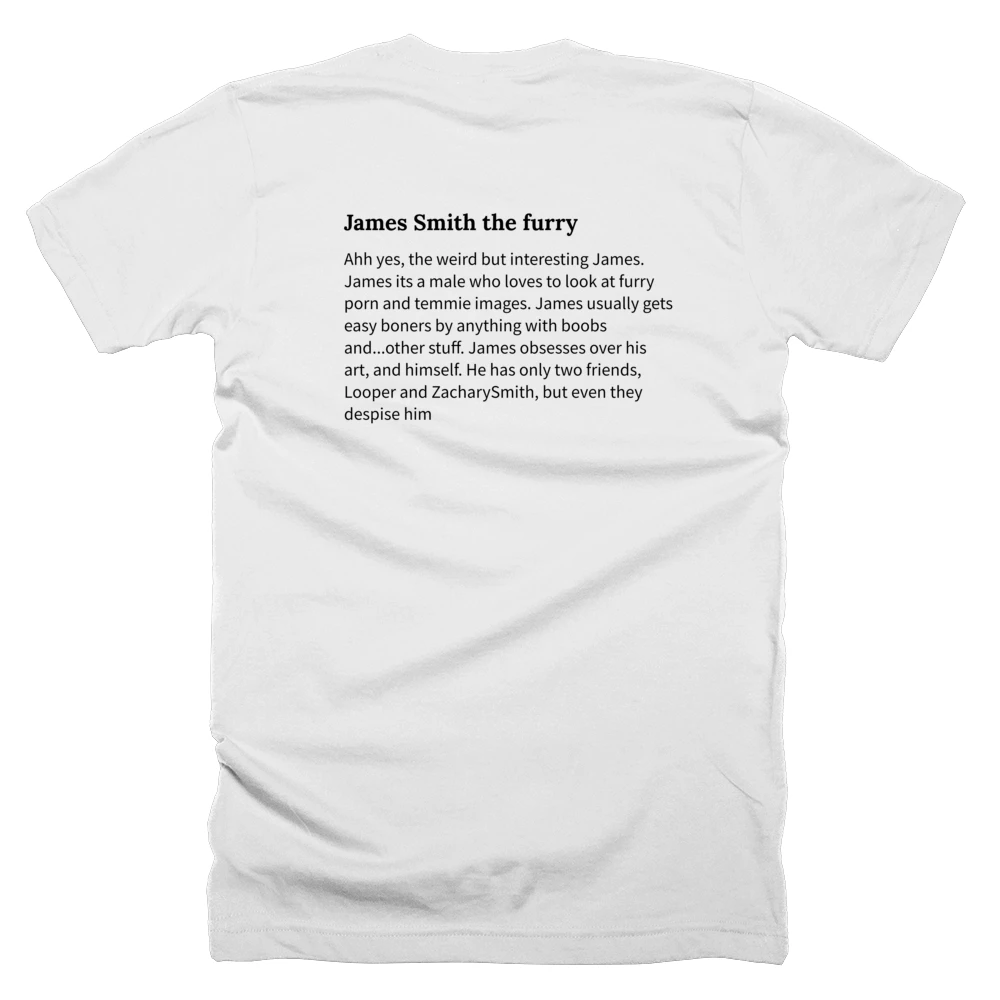 T-shirt with a definition of 'James Smith the furry' printed on the back