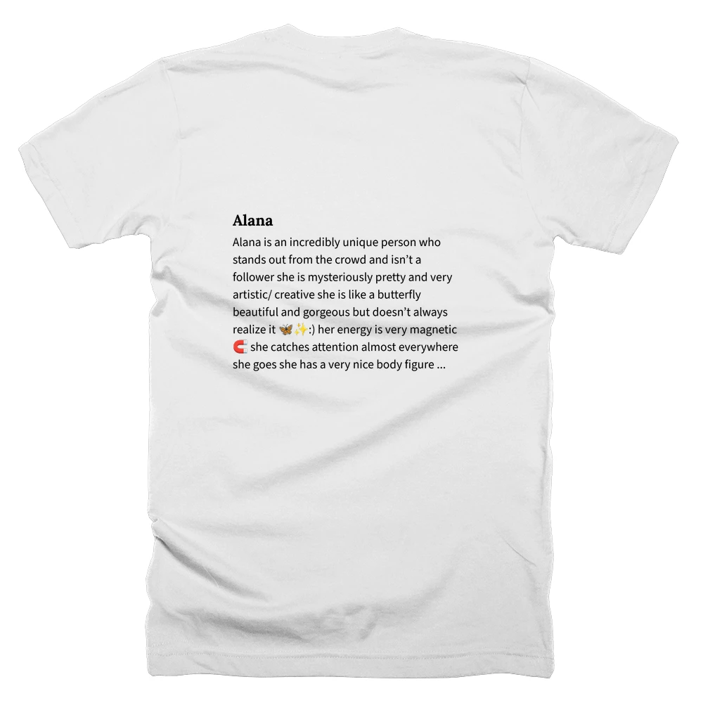 T-shirt with a definition of 'Alana' printed on the back