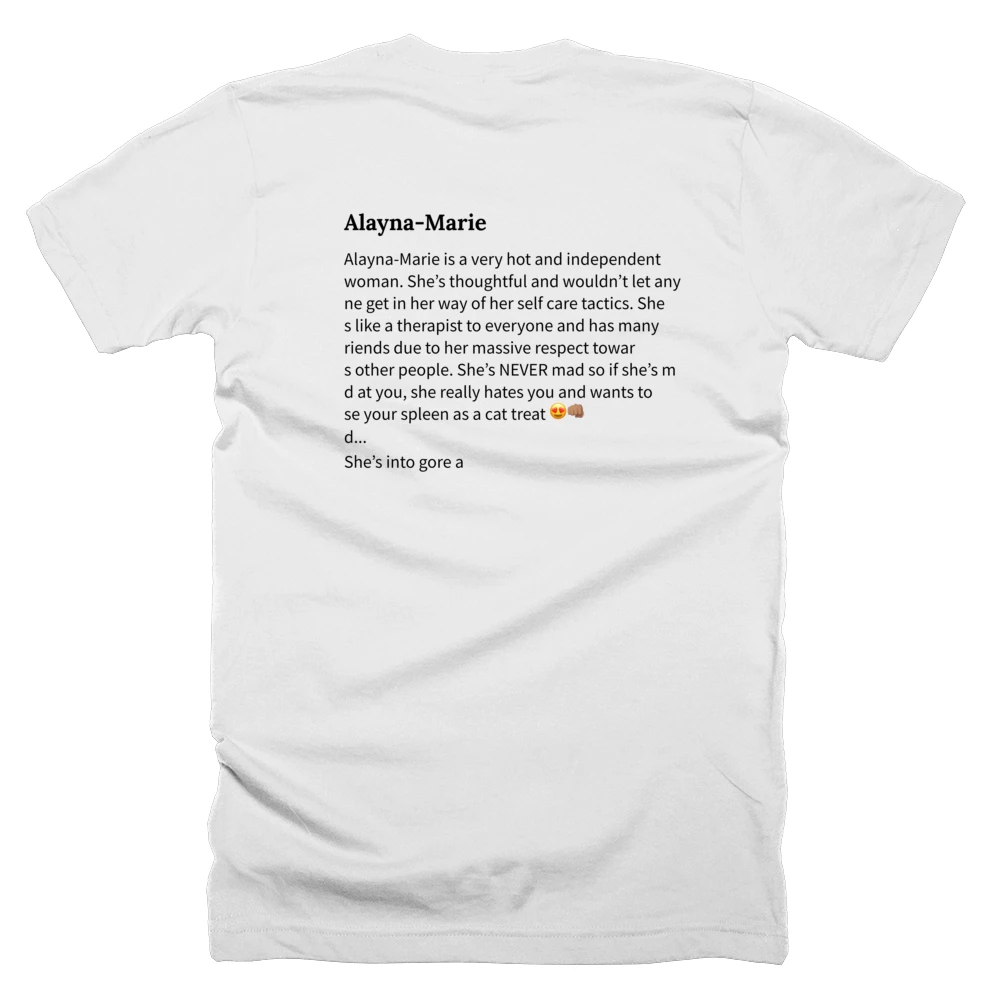 T-shirt with a definition of 'Alayna-Marie' printed on the back
