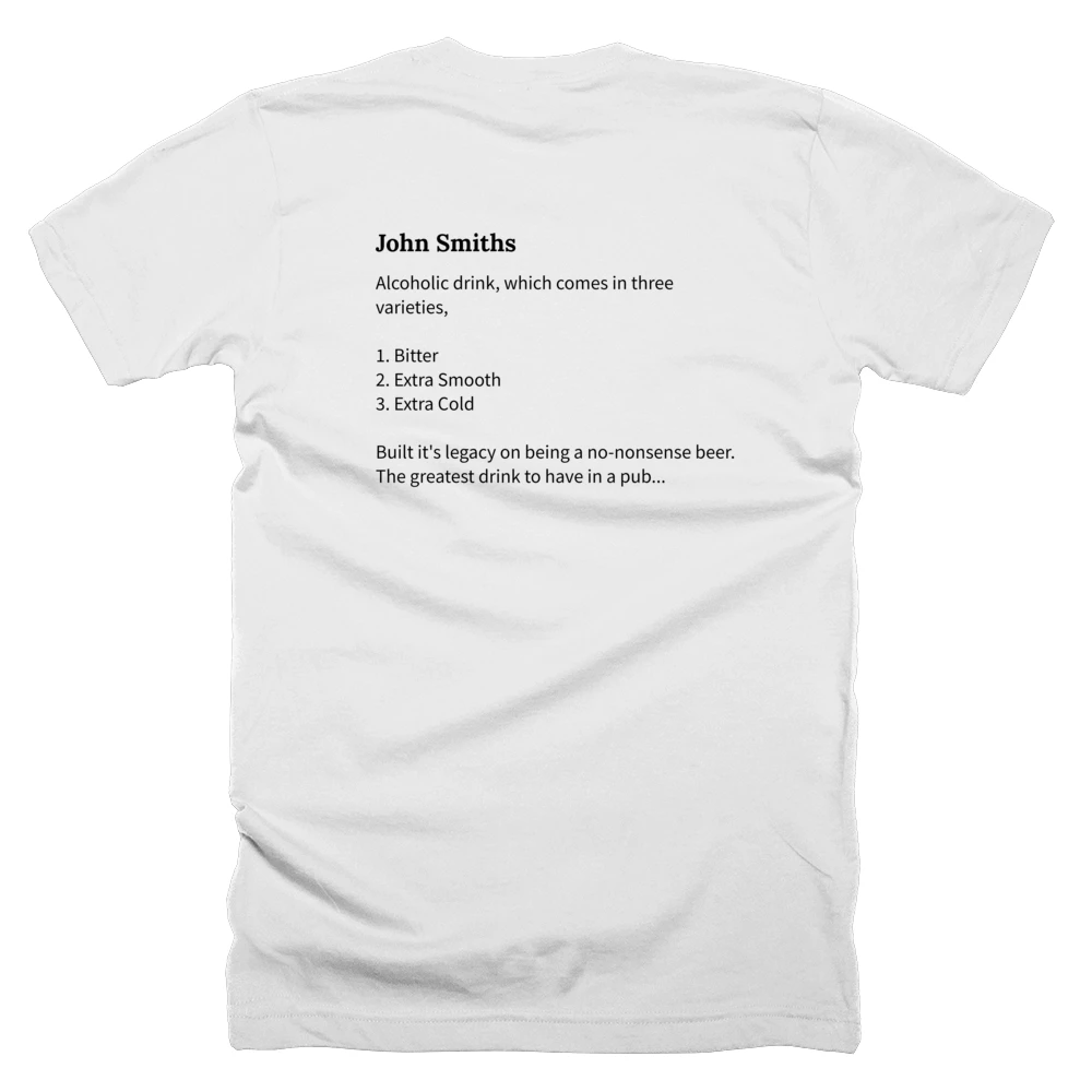 T-shirt with a definition of 'John Smiths' printed on the back