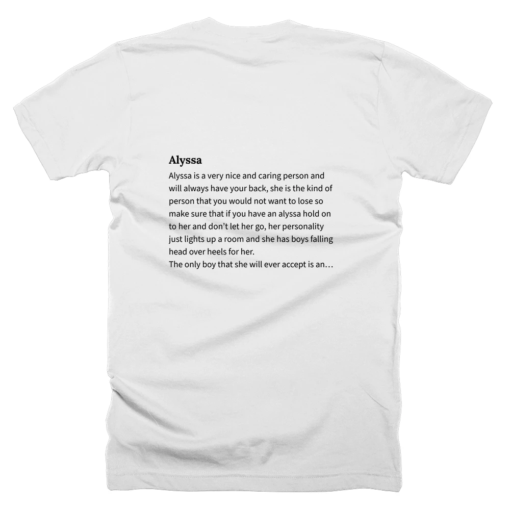 T-shirt with a definition of 'Alyssa' printed on the back
