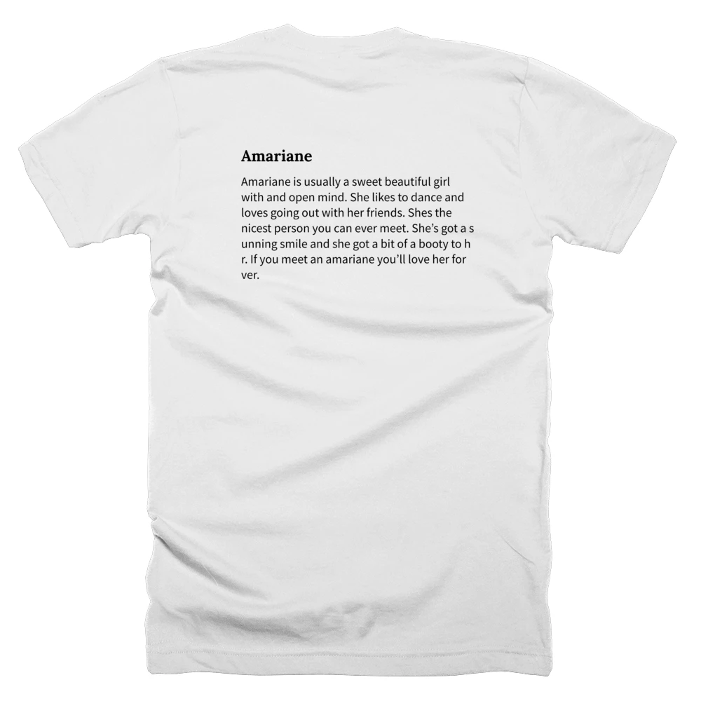T-shirt with a definition of 'Amariane' printed on the back