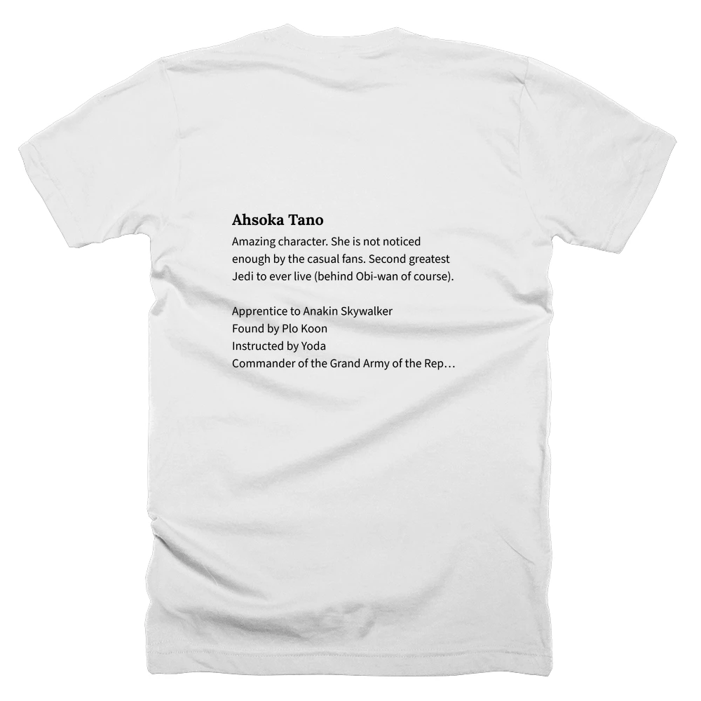 T-shirt with a definition of 'Ahsoka Tano' printed on the back