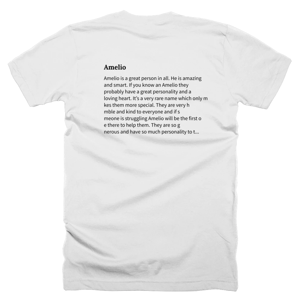 T-shirt with a definition of 'Amelio' printed on the back