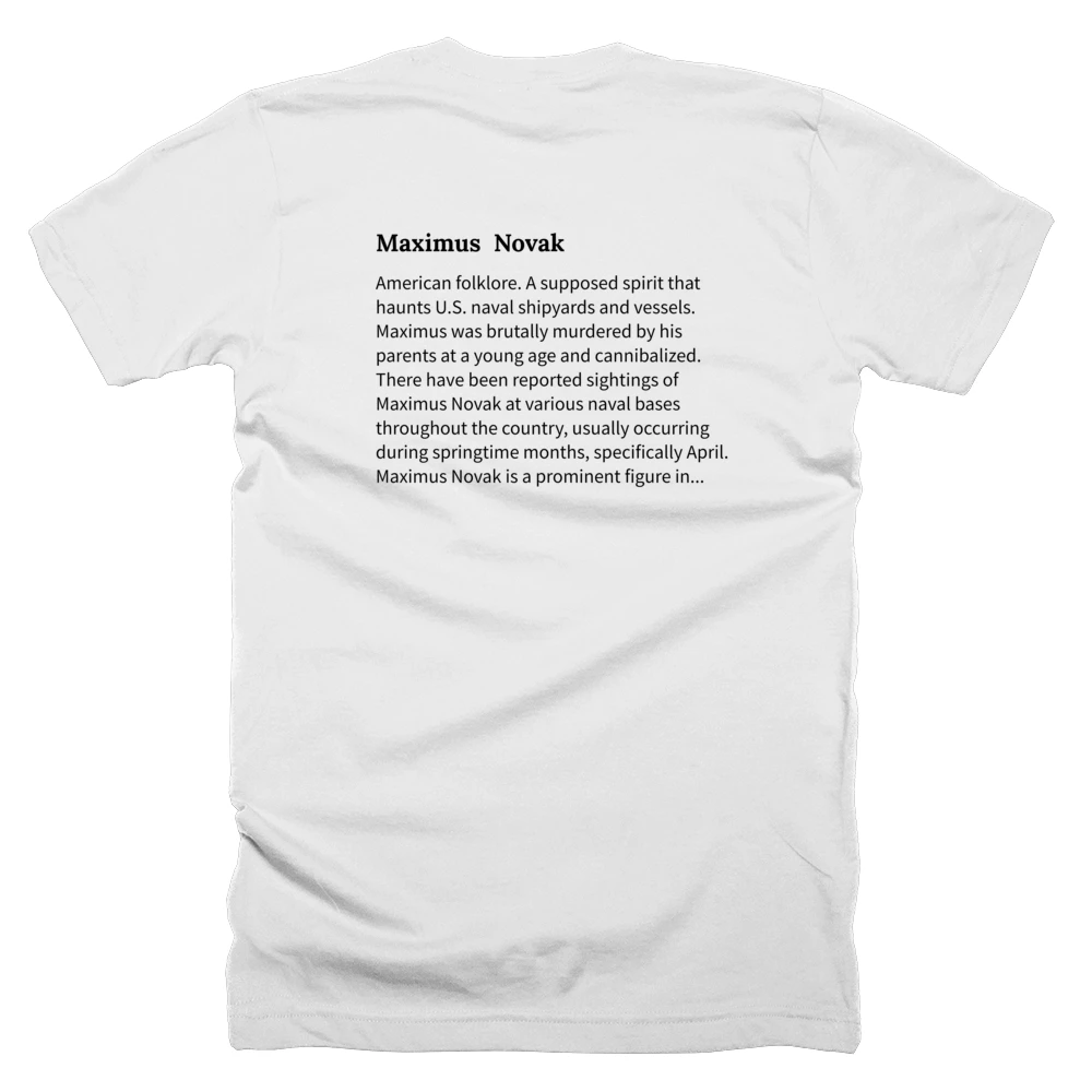 T-shirt with a definition of 'Maximus  Novak' printed on the back