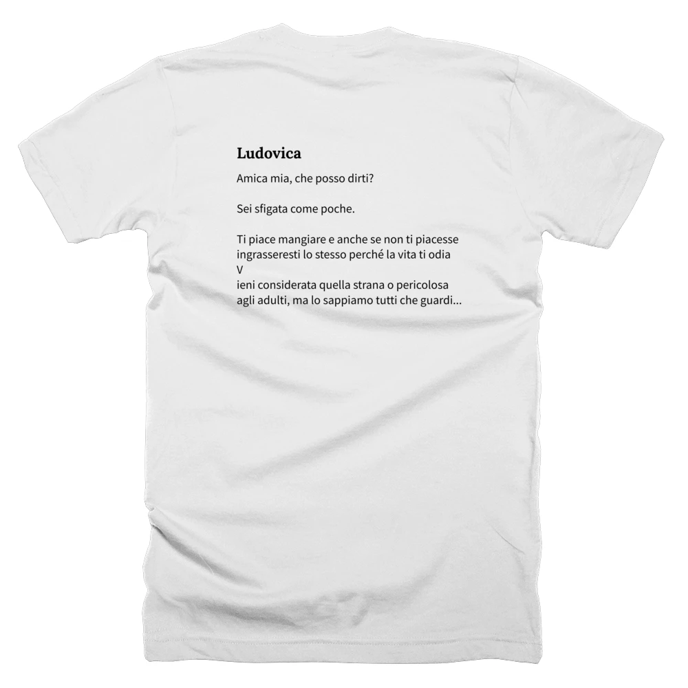 T-shirt with a definition of 'Ludovica' printed on the back