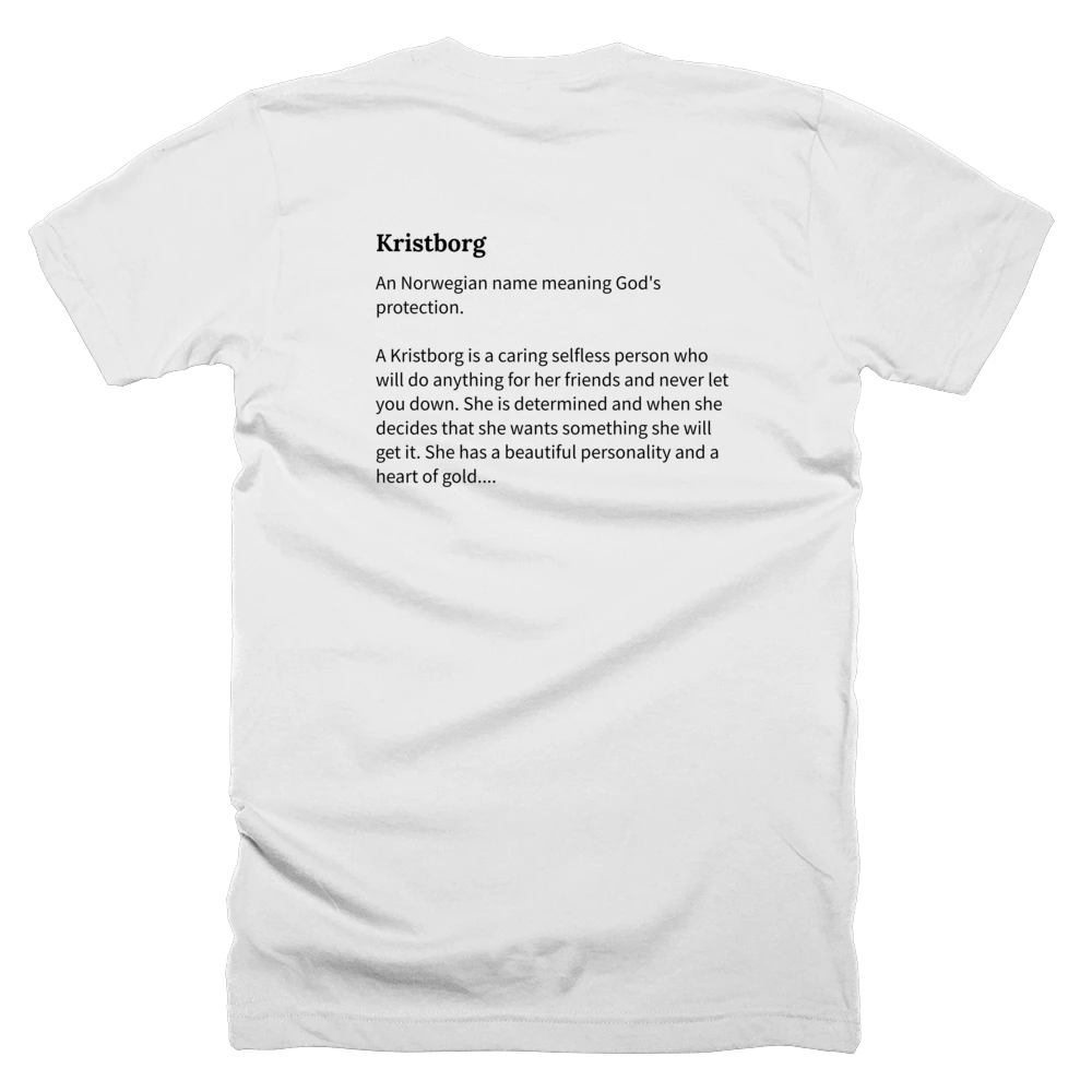 T-shirt with a definition of 'Kristborg' printed on the back
