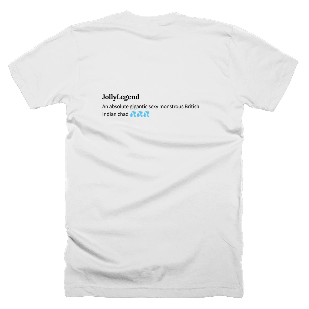 T-shirt with a definition of 'JollyLegend' printed on the back