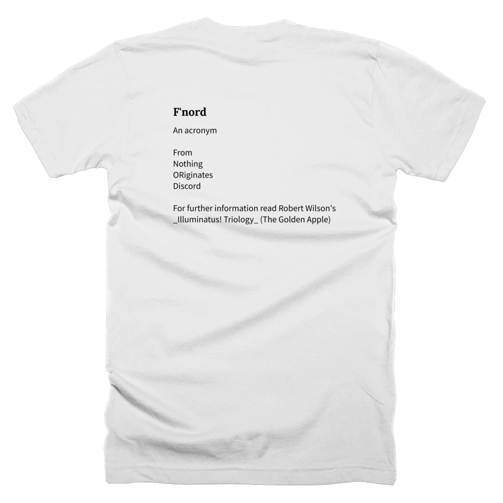 T-shirt with a definition of 'F'nord' printed on the back