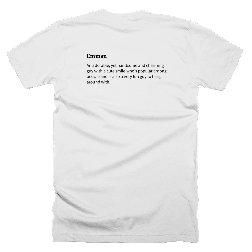 T-shirt with a definition of 'Emman' printed on the back