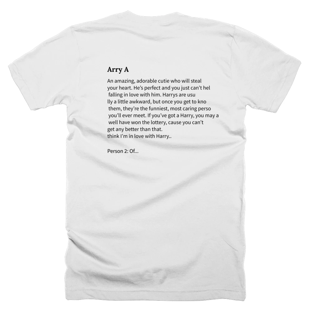 T-shirt with a definition of 'Arry A' printed on the back