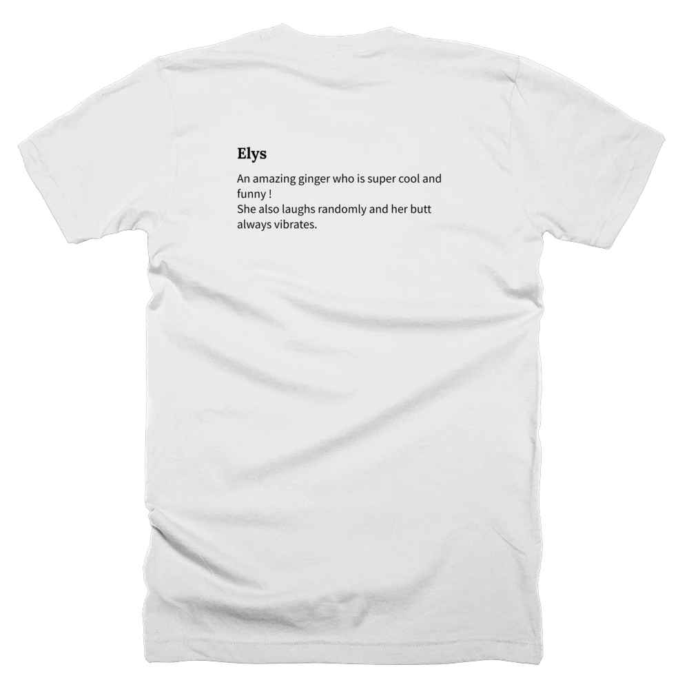 T-shirt with a definition of 'Elys' printed on the back
