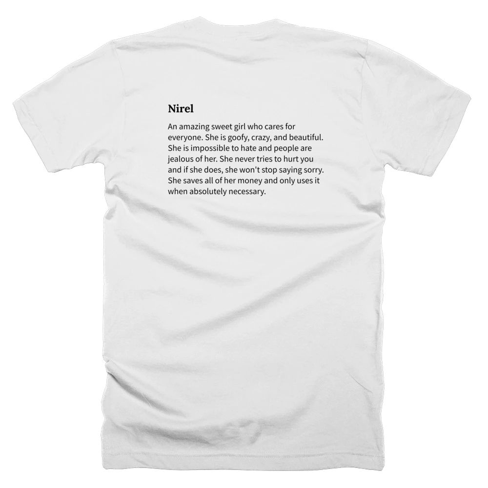 T-shirt with a definition of 'Nirel' printed on the back
