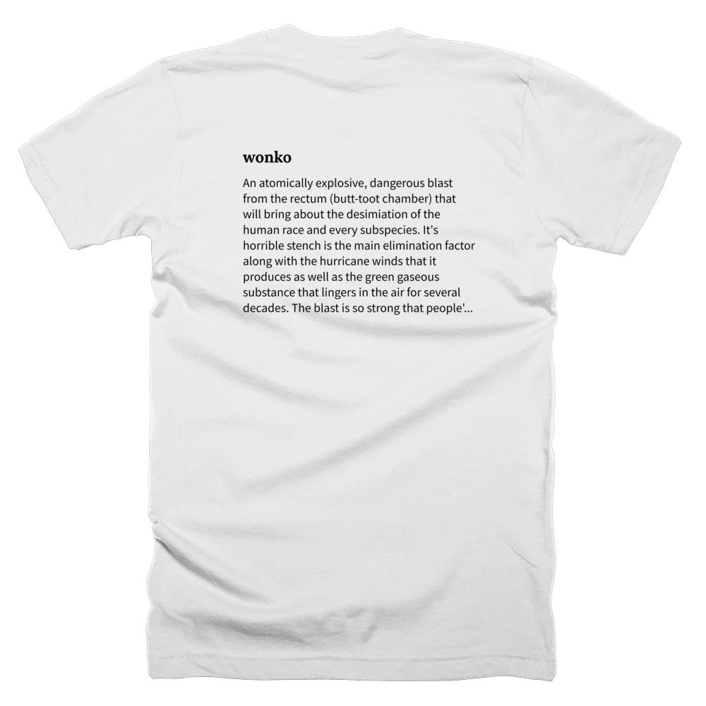 T-shirt with a definition of 'wonko' printed on the back