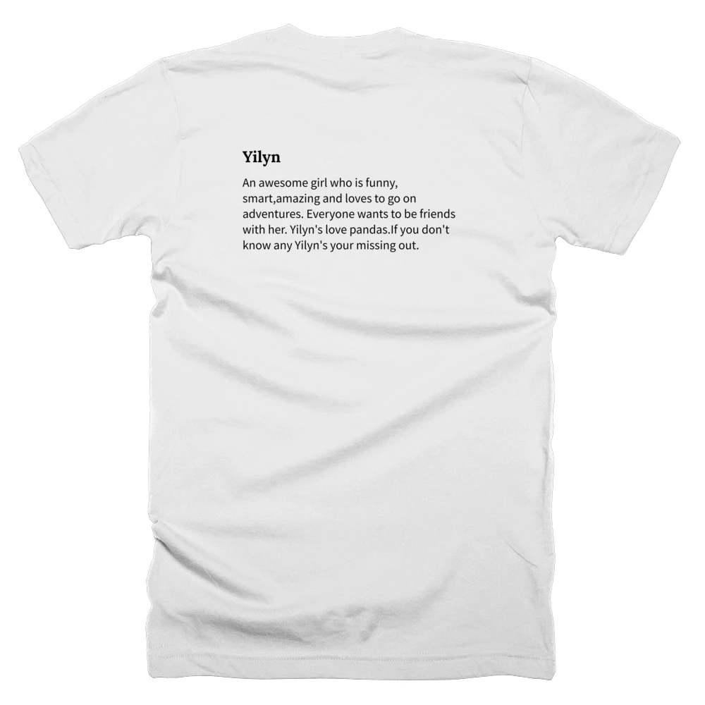 T-shirt with a definition of 'Yilyn' printed on the back