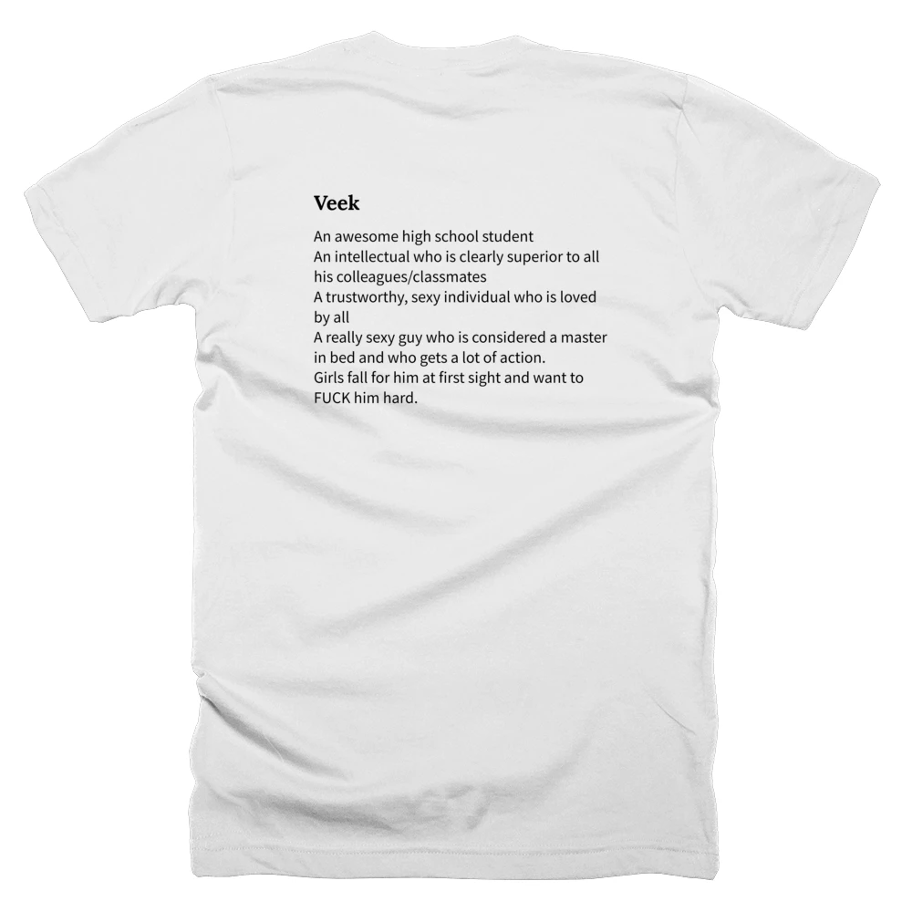 T-shirt with a definition of 'Veek' printed on the back