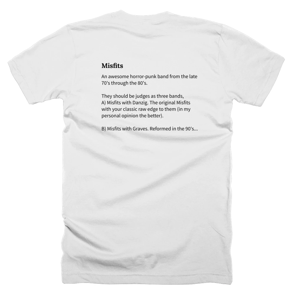 T-shirt with a definition of 'Misfits' printed on the back