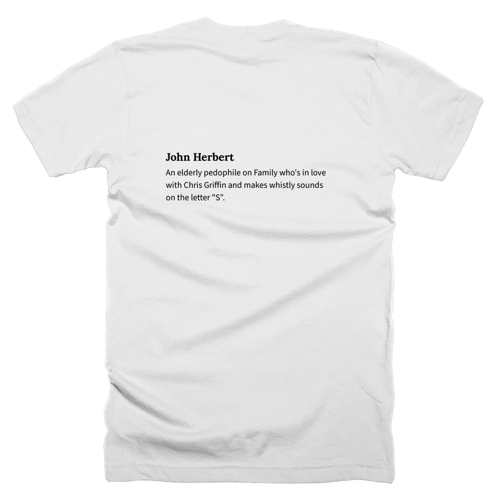 T-shirt with a definition of 'John Herbert' printed on the back