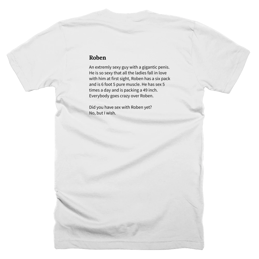 T-shirt with a definition of 'Roben' printed on the back