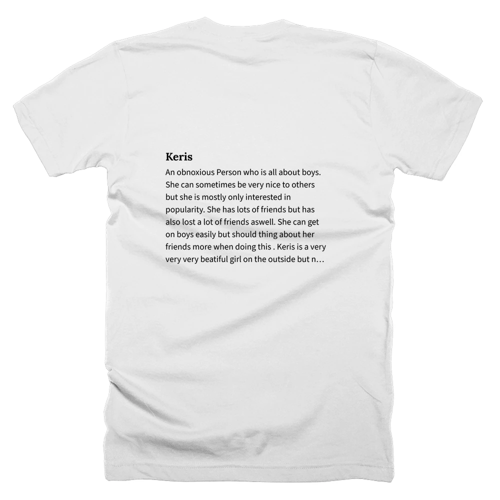 T-shirt with a definition of 'Keris' printed on the back