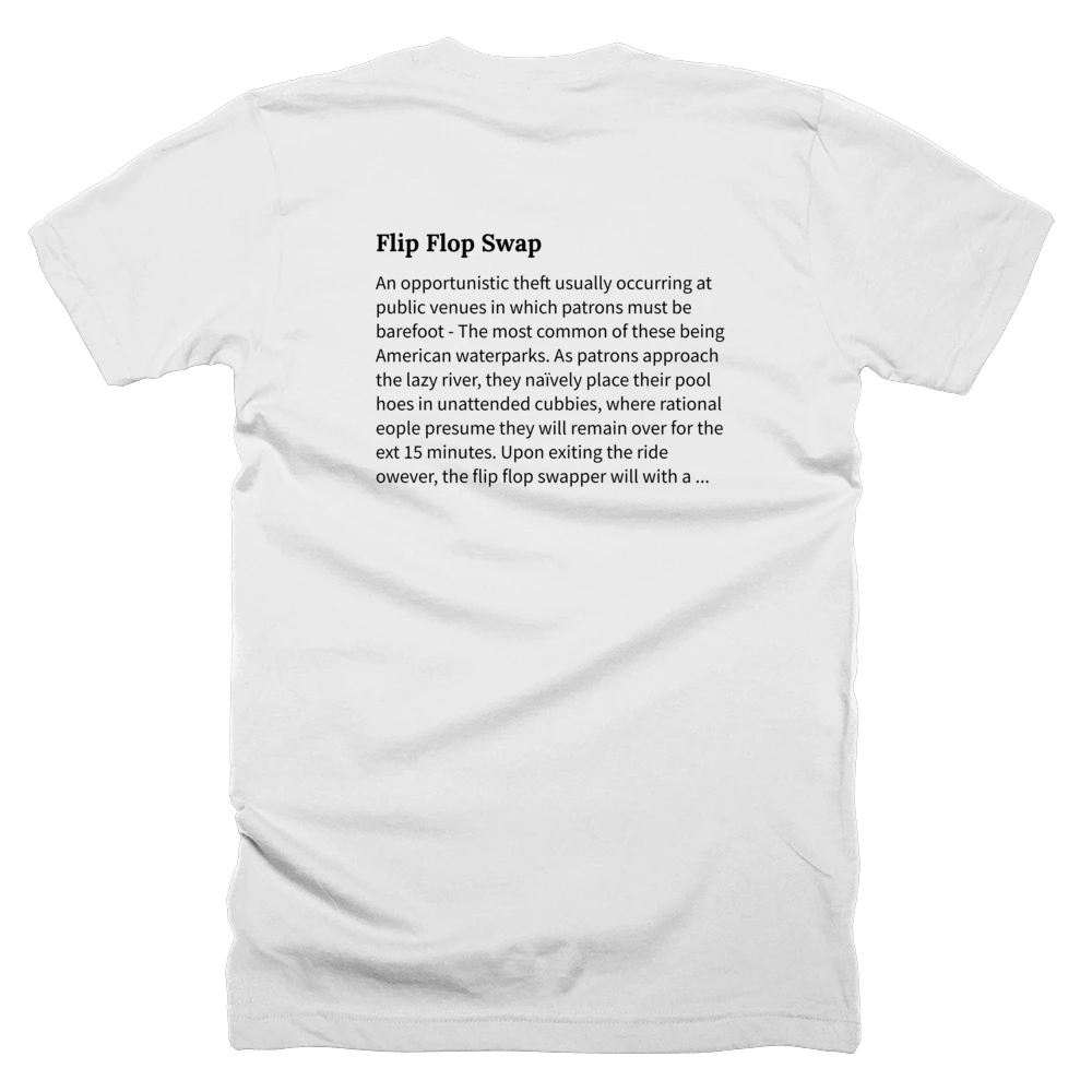 T-shirt with a definition of 'Flip Flop Swap' printed on the back
