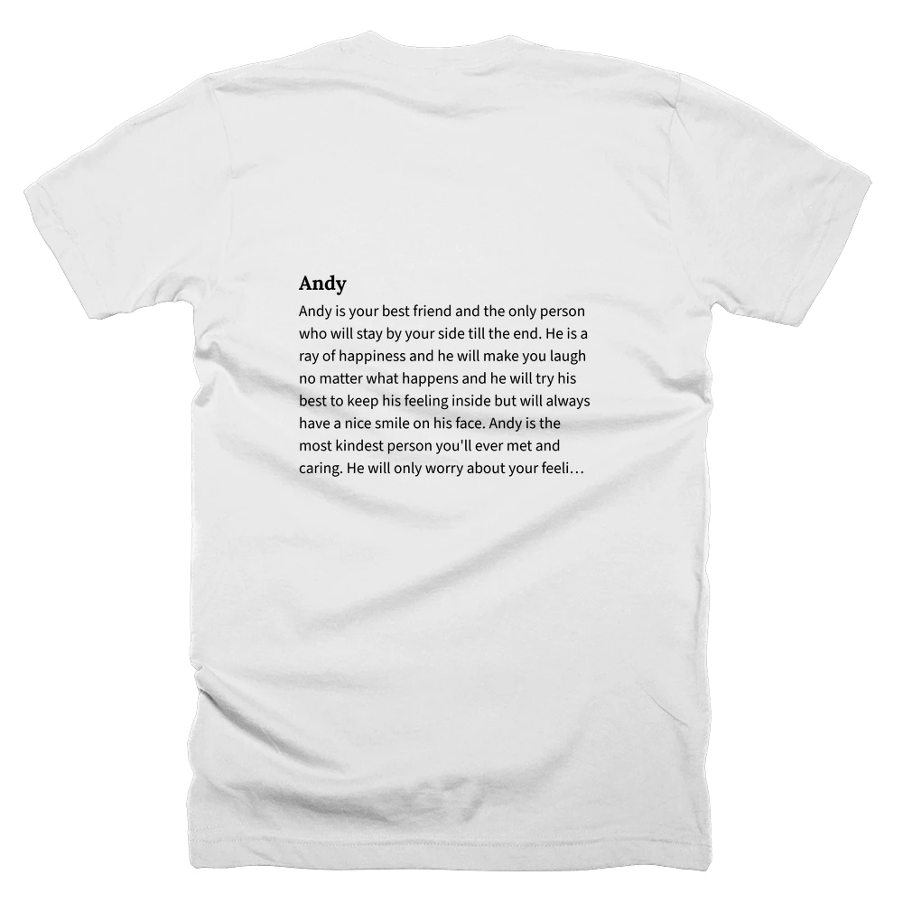 T-shirt with a definition of 'Andy' printed on the back