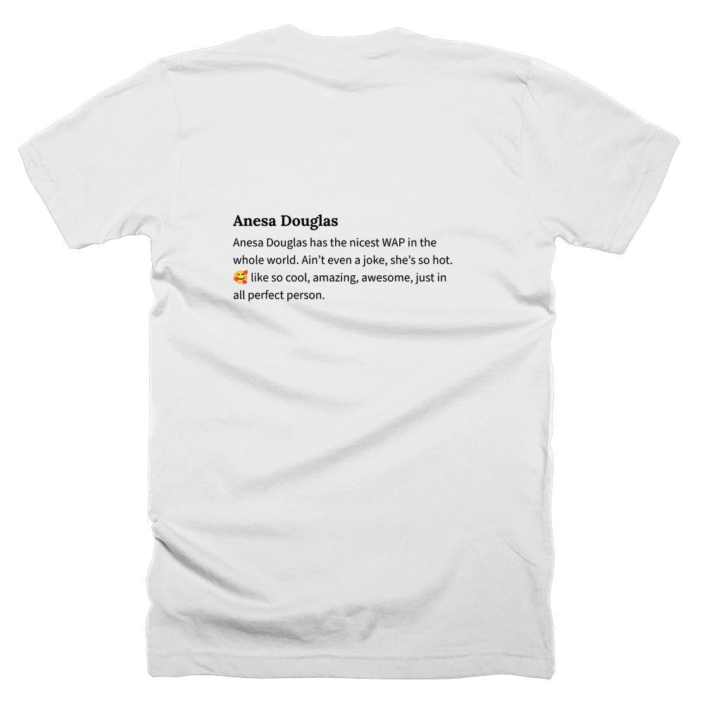 T-shirt with a definition of 'Anesa Douglas' printed on the back