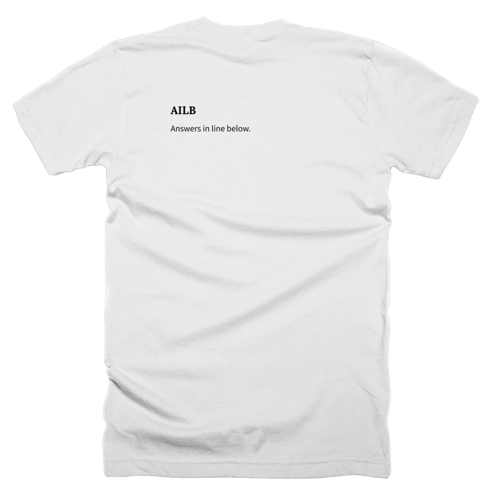 T-shirt with a definition of 'AILB' printed on the back