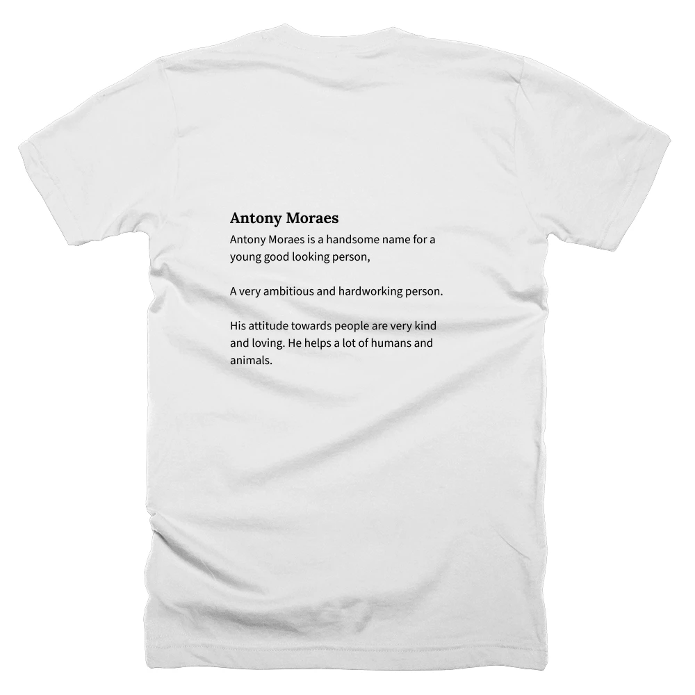T-shirt with a definition of 'Antony Moraes' printed on the back