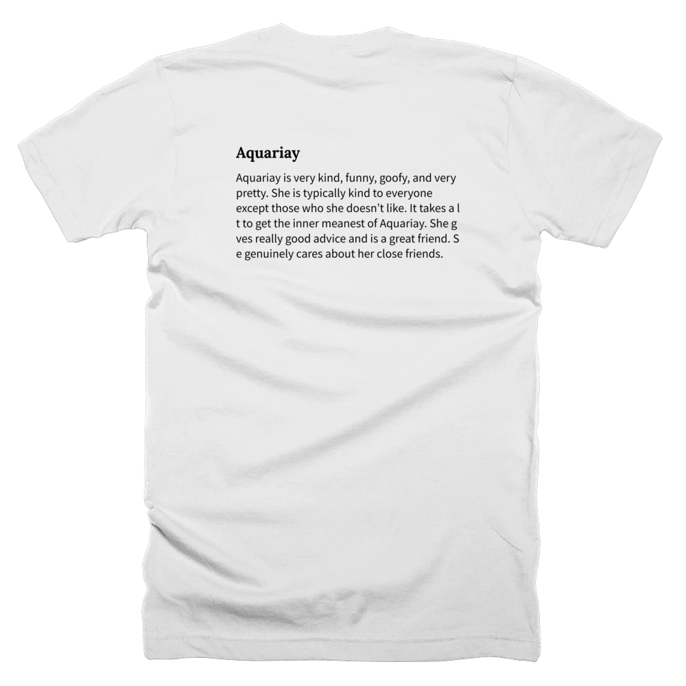 T-shirt with a definition of 'Aquariay' printed on the back
