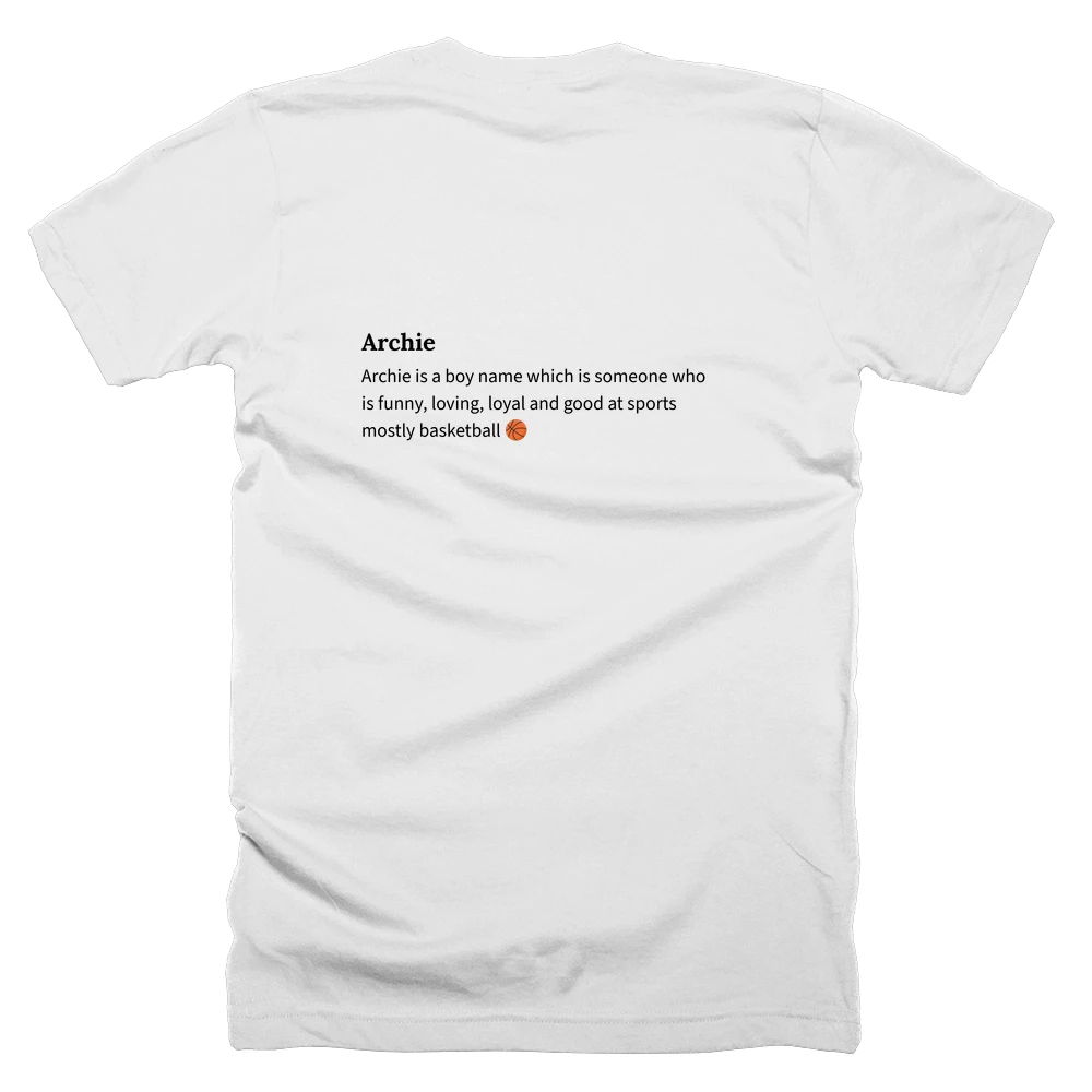 T-shirt with a definition of 'Archie' printed on the back