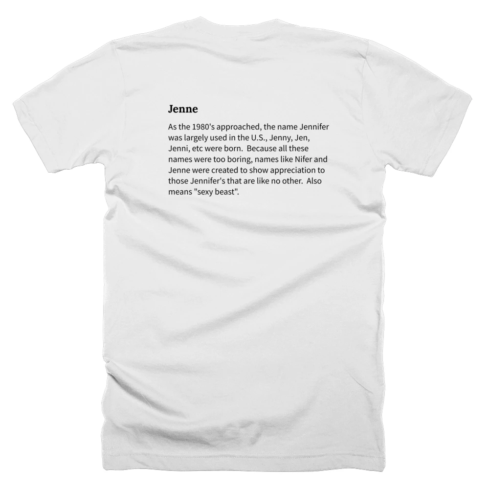 T-shirt with a definition of 'Jenne' printed on the back