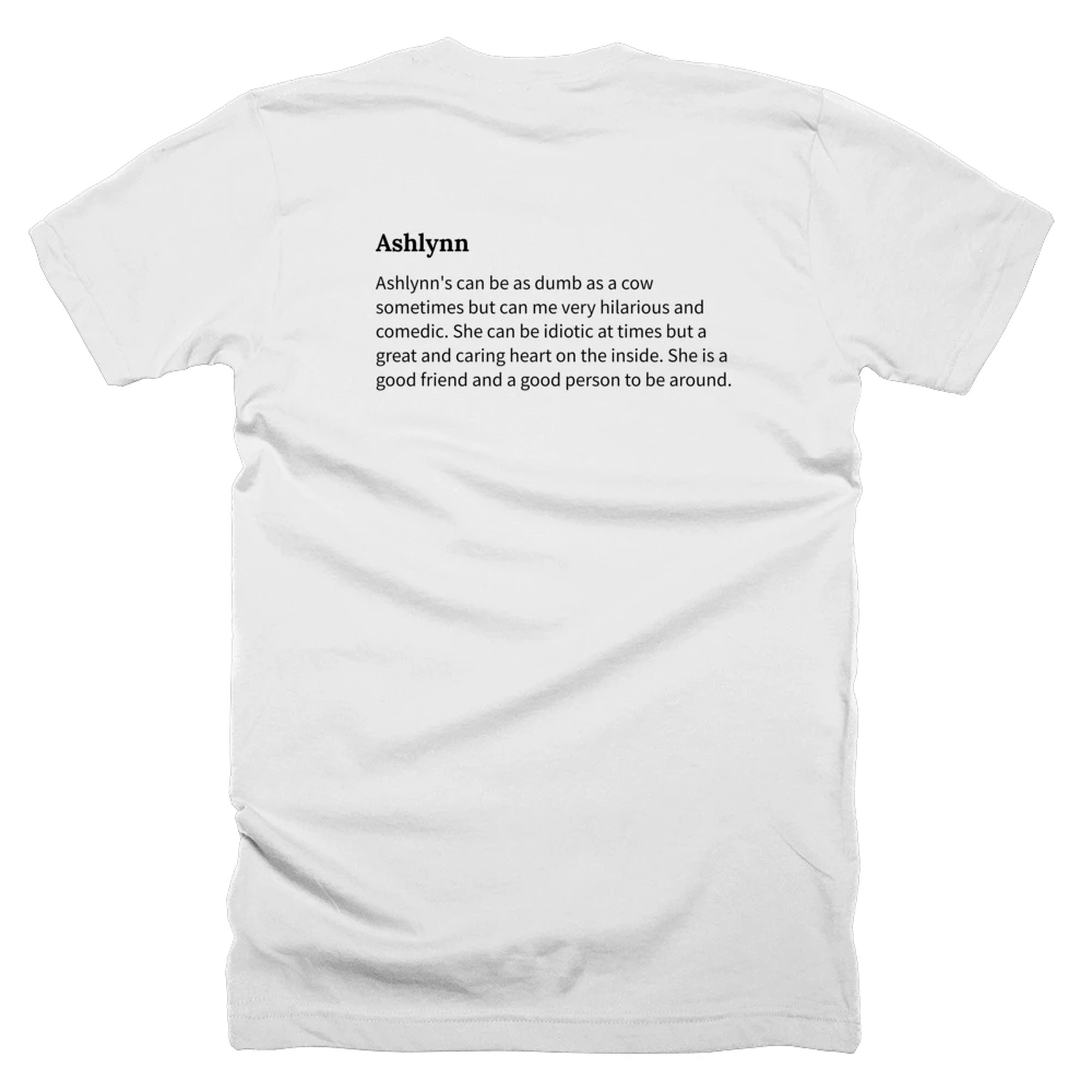 T-shirt with a definition of 'Ashlynn' printed on the back