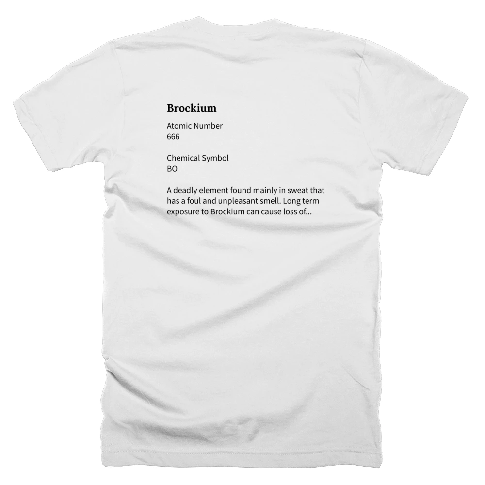 T-shirt with a definition of 'Brockium' printed on the back