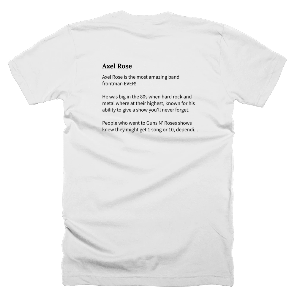 T-shirt with a definition of 'Axel Rose' printed on the back