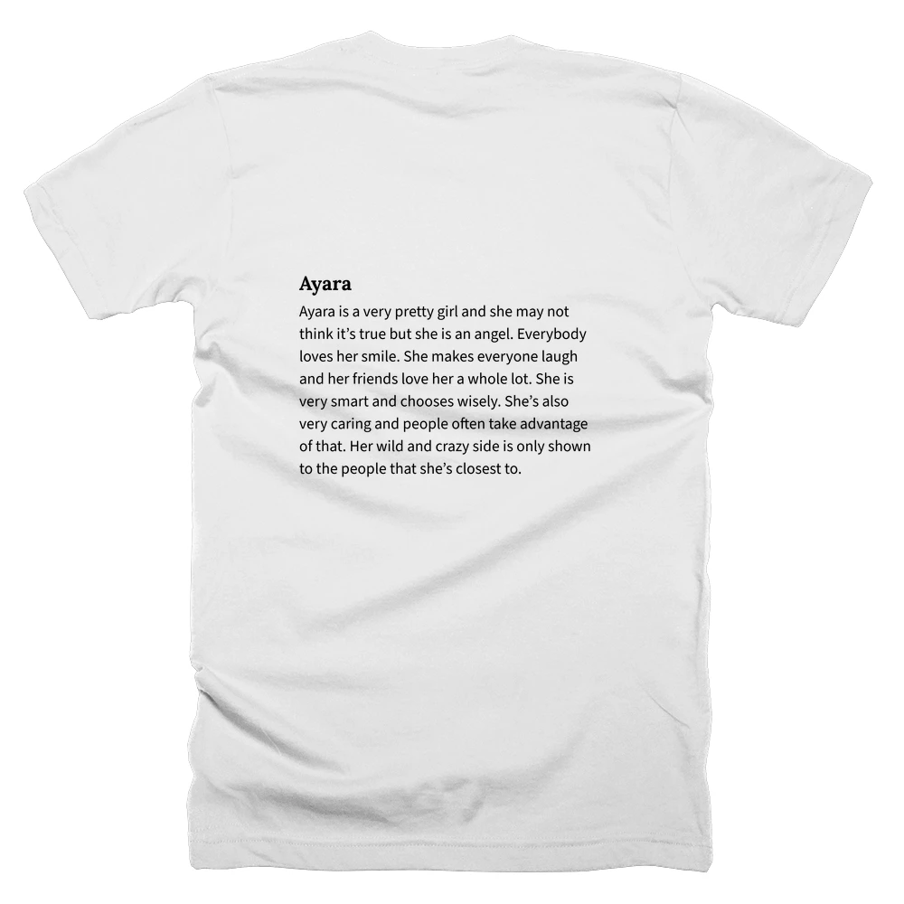 T-shirt with a definition of 'Ayara' printed on the back