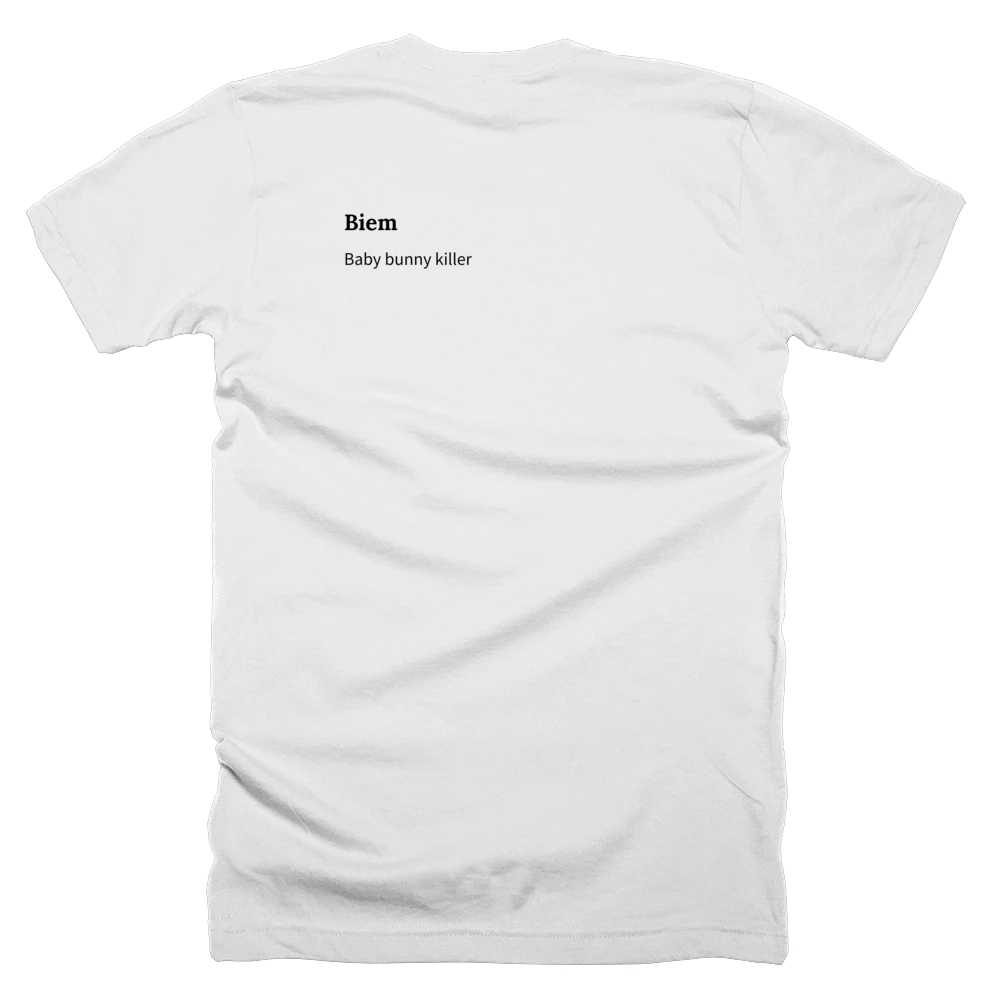 T-shirt with a definition of 'Biem' printed on the back
