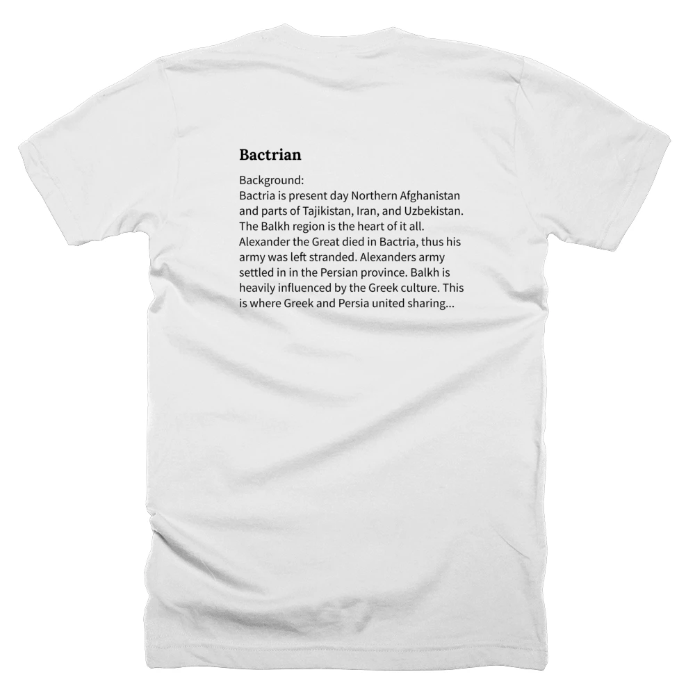 T-shirt with a definition of 'Bactrian' printed on the back
