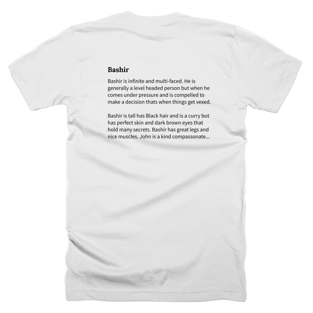 T-shirt with a definition of 'Bashir' printed on the back