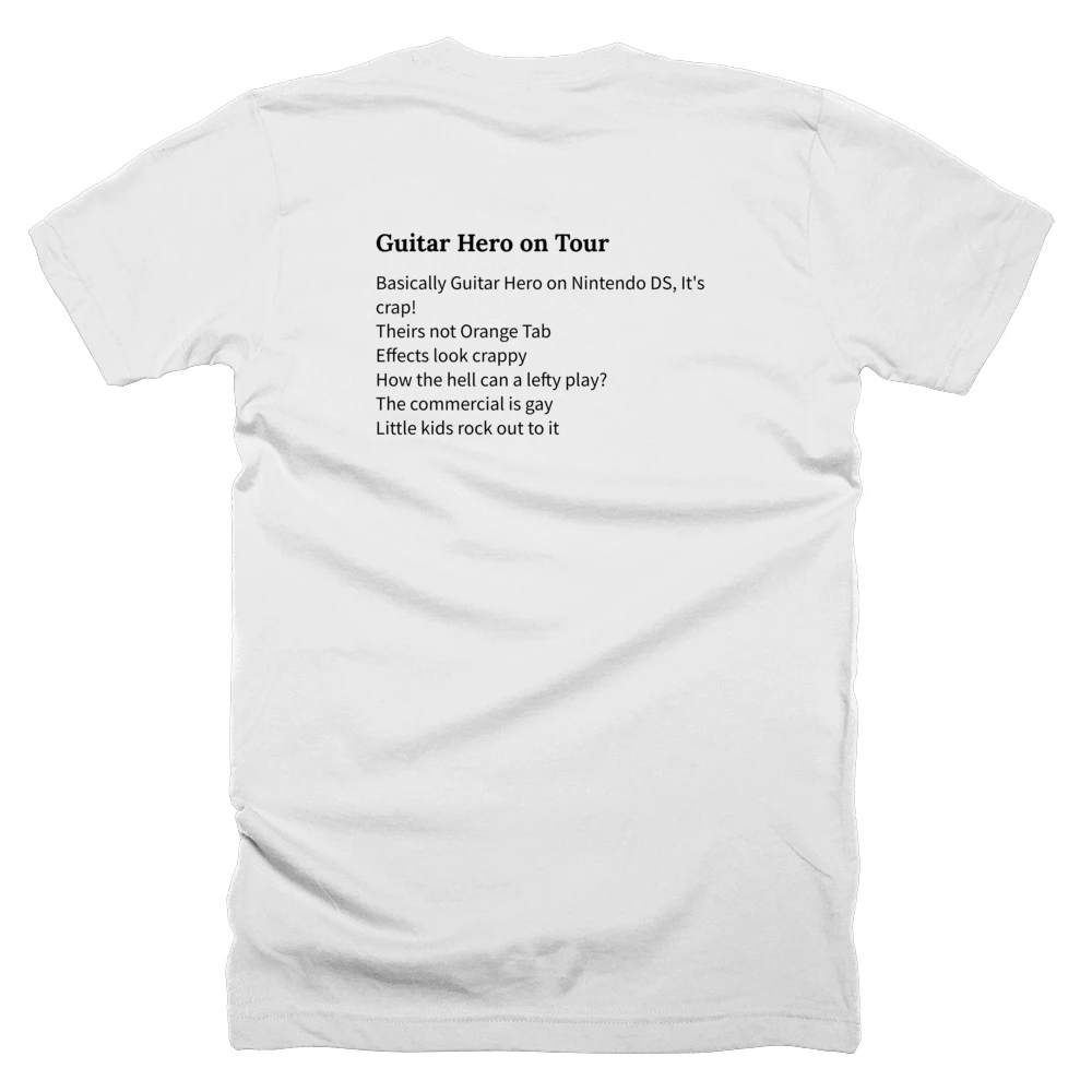 T-shirt with a definition of 'Guitar Hero on Tour' printed on the back