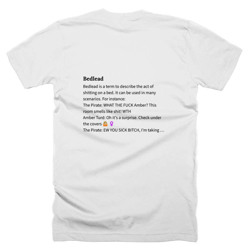 T-shirt with a definition of 'Bedlead' printed on the back